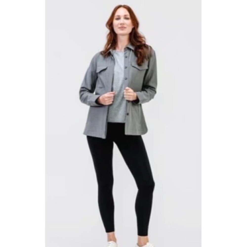 Ministry of Supply Women's Fusion Overshirt Medium Grey Heather shacket XXXL